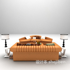 现代皮质沙发组合大全3d模型下载