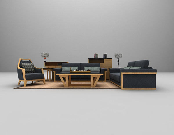 木质沙发3d模型下载