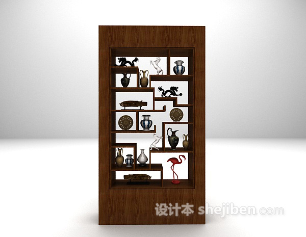 木质展示柜3d模型下载