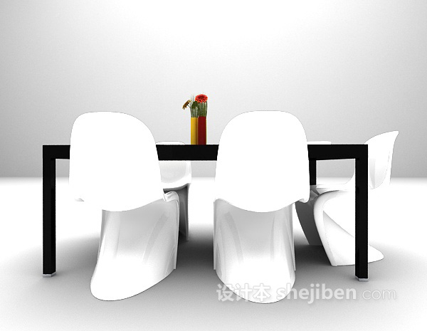 黑白色桌椅模型下载