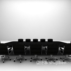 黑色会议桌3d模型下载
