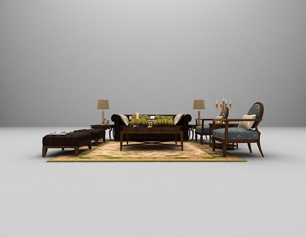 新古典组合沙发3d模型下载