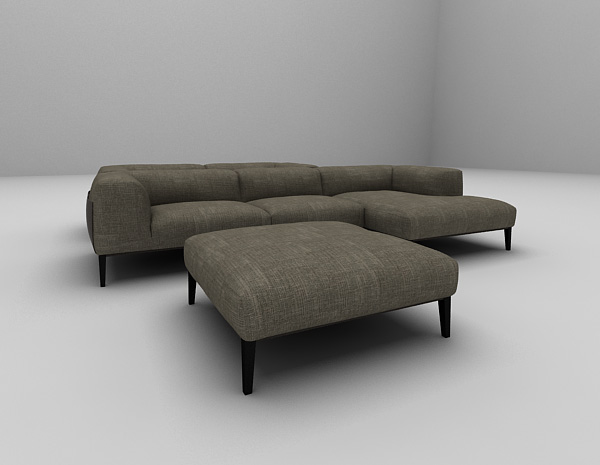 现代风格现代布艺沙发组合3d模型下载