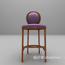 紫色法式吧椅3d模型下载