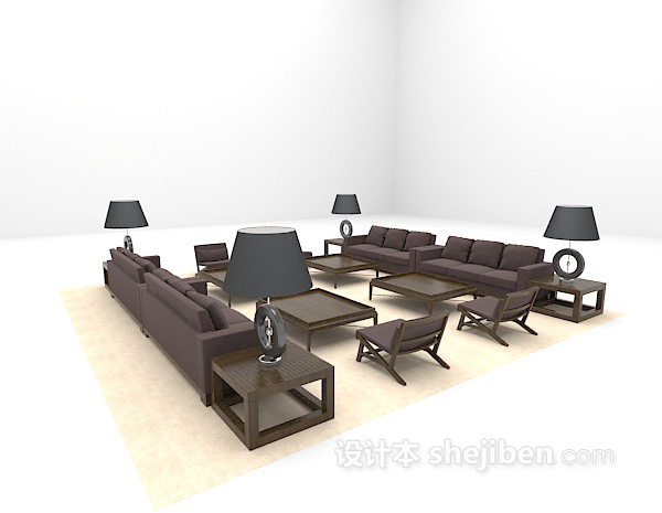 欧式风格组合沙发欣赏3d模型下载
