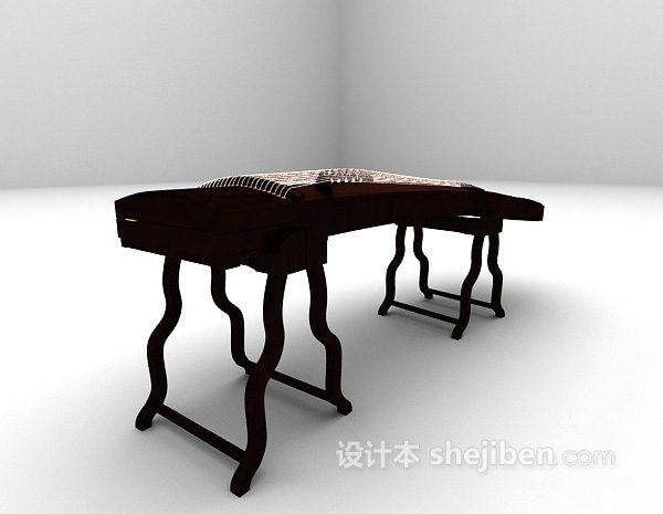 中式风格古筝3d模型下载