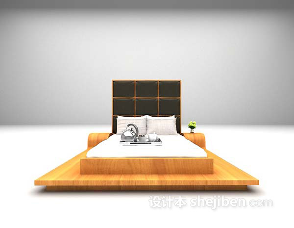 木制床3d模型下载