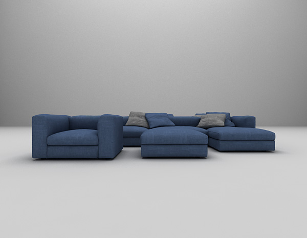蓝色沙发组合模型下载