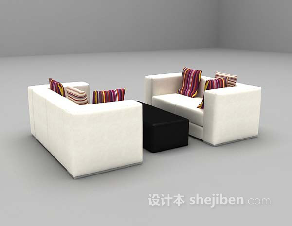 现代风格简易沙发组合3d模型下载