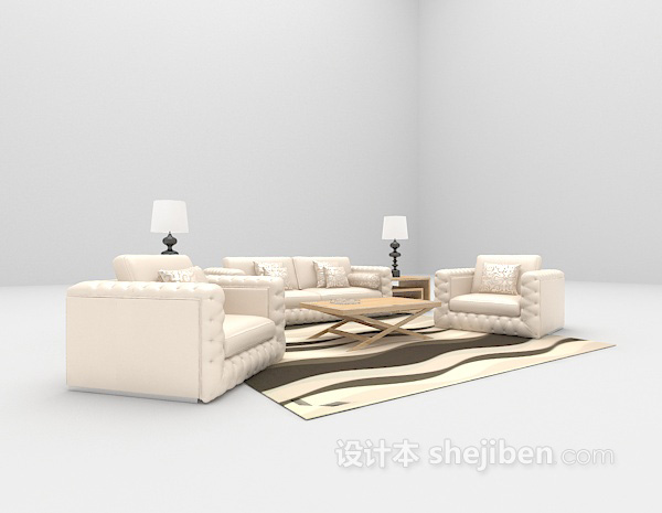 现代白色沙发3d模型下载