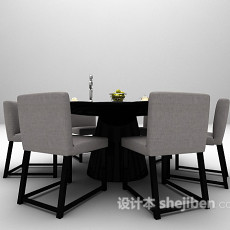 黑色圆桌3d模型下载