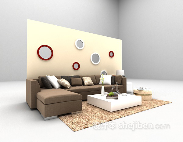 现代风格客厅沙发3d模型下载
