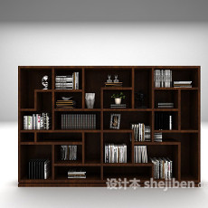 棕色书柜3d模型下载