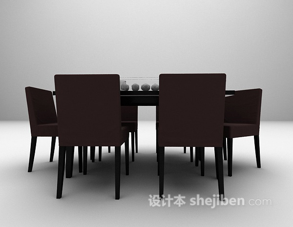现代黑色桌椅模型下载