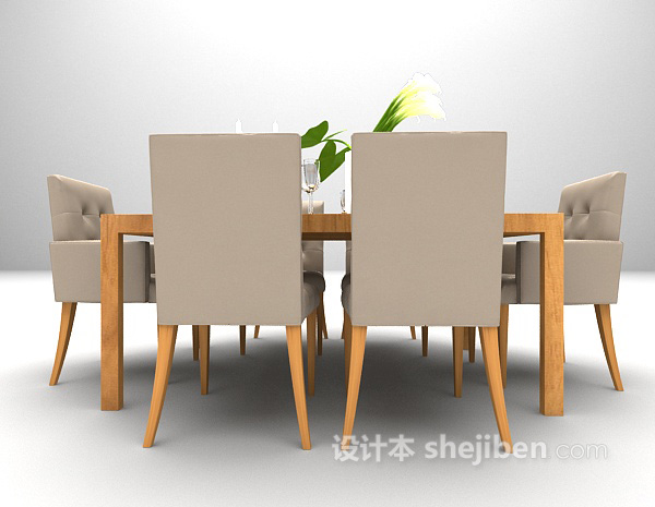 木质家庭餐桌模型下载