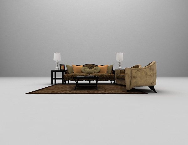 棕色组合沙发3d模型