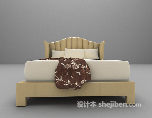 木质床3d模型欣赏