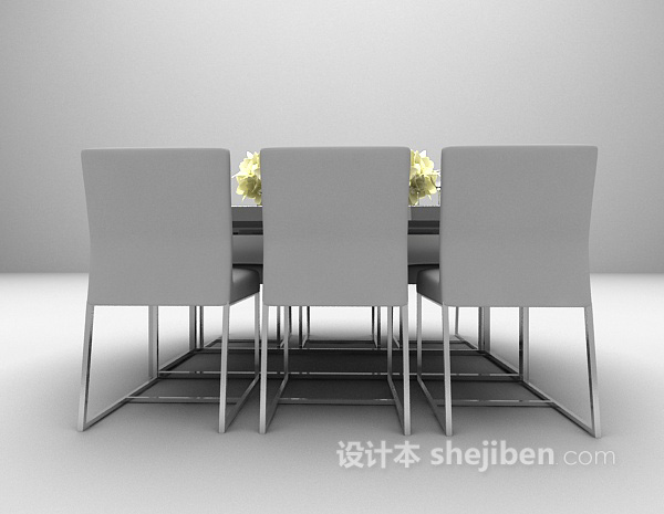 现代灰色餐桌3d模型免费下载