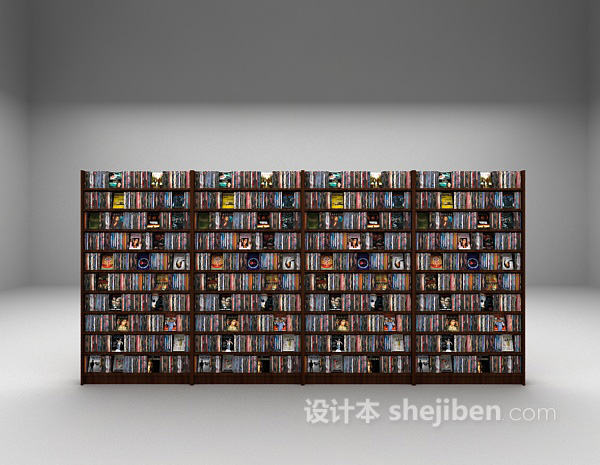大型书柜3d模型下载