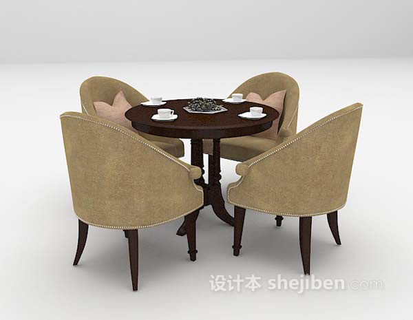 现代风格皮质桌椅3d模型下载