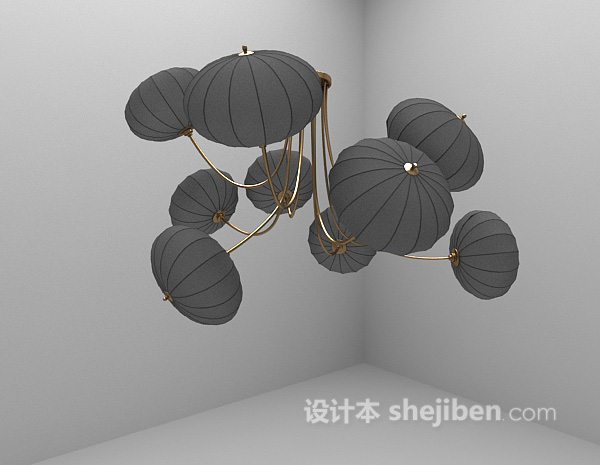 中式风格中式灯笼吊灯免费3d模型下载