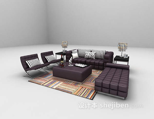设计本皮质沙发3d模型下载