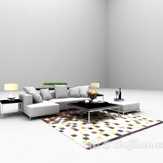 白色沙发组合3d模型下载