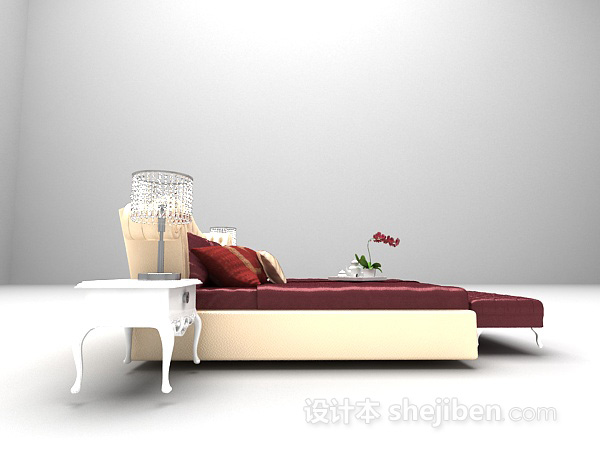 家庭双人床3d模型下载