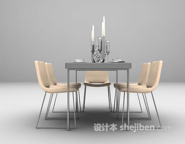 现代风格现代石材餐桌3d模型下载