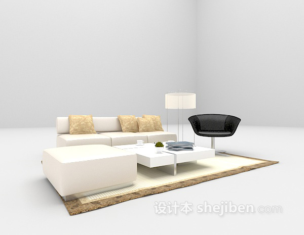 白色沙发3d模型下载
