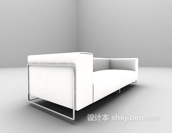 白色皮质沙发3d模型下载
