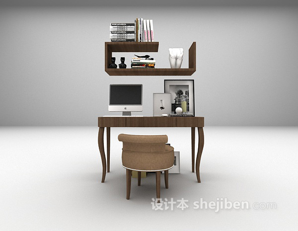 棕色书桌3d模型推荐