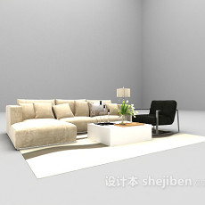 现代浅色沙发组合3d模型下载