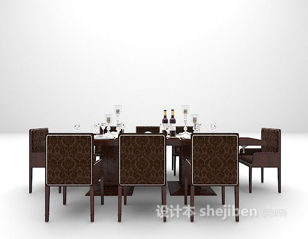 木质黑色餐桌模型下载