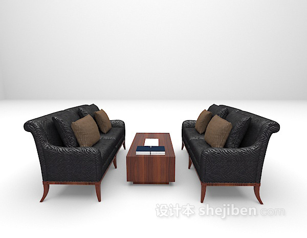 现代皮质沙发3d模型下载