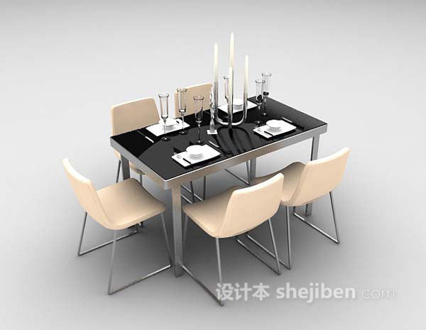 设计本现代石材餐桌3d模型下载