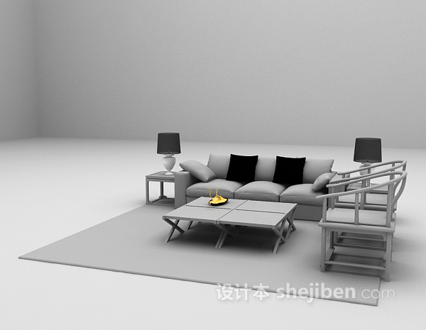免费多人沙发3d模型下载