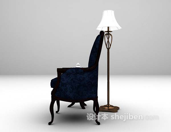 欧式风格蓝色休闲椅3d模型下载