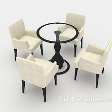 灰色布艺桌椅3d模型下载