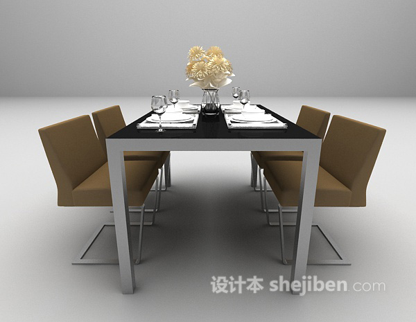 设计本桌椅组合3d模型下载