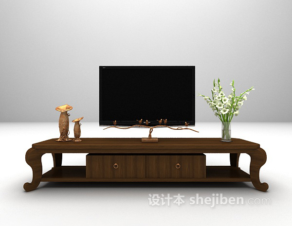 棕色木质电视柜3d模型大全