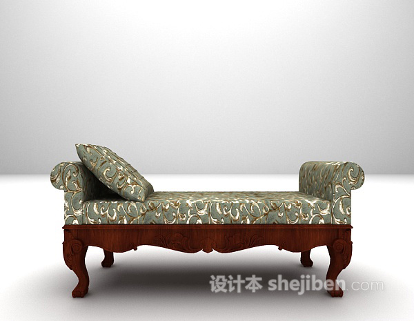 木质长形沙发3d模型下载