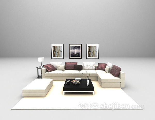 多人现代沙发3d模型下载