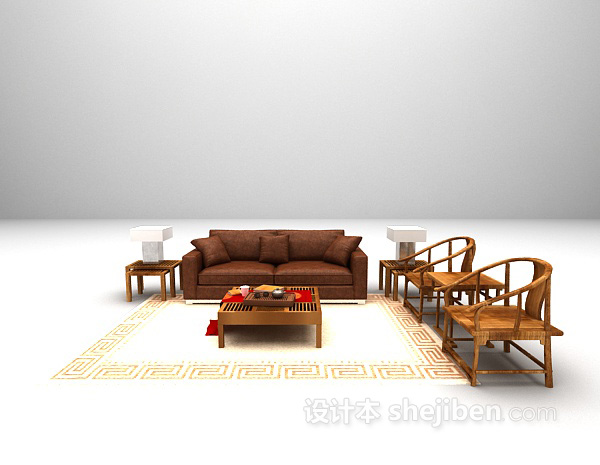 中式组合沙发3d模型大全