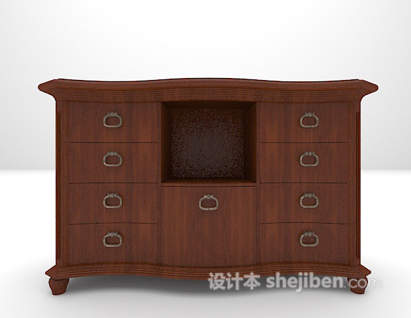 美式实木床头柜3d模型下载