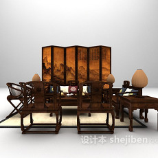 中式组合沙发大全3d模型下载