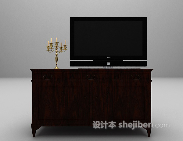 现代棕色电视柜3d模型