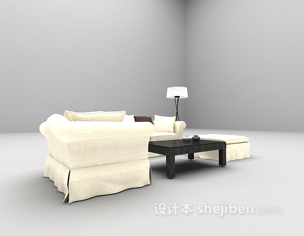 现代风格现代白色风格组合沙发3d模型下载