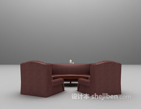 红色沙发组合3d模型