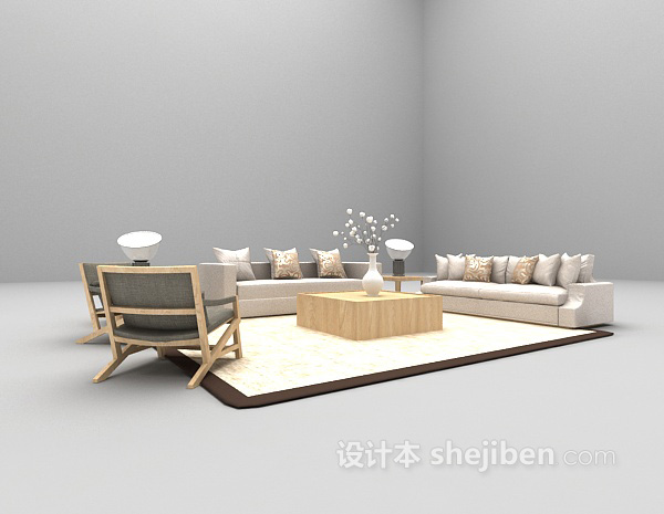 现代风格客厅沙发3d模型下载